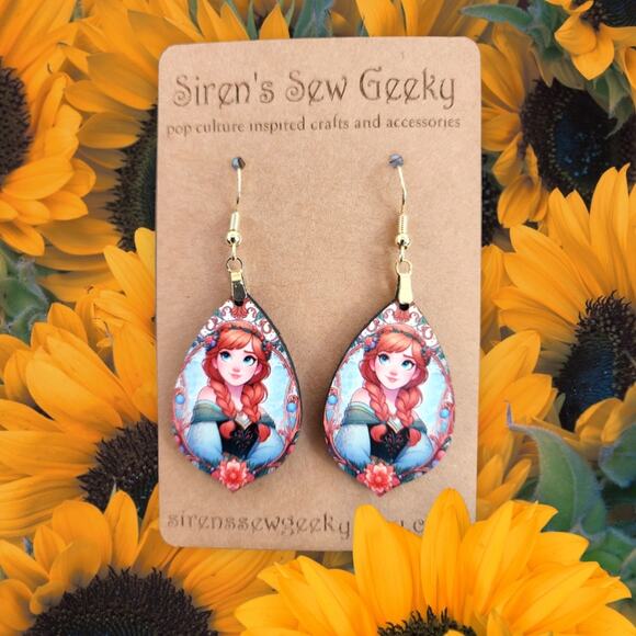 Princess Anna Disney Frozen Floral Earrings - Picture 1 of 4